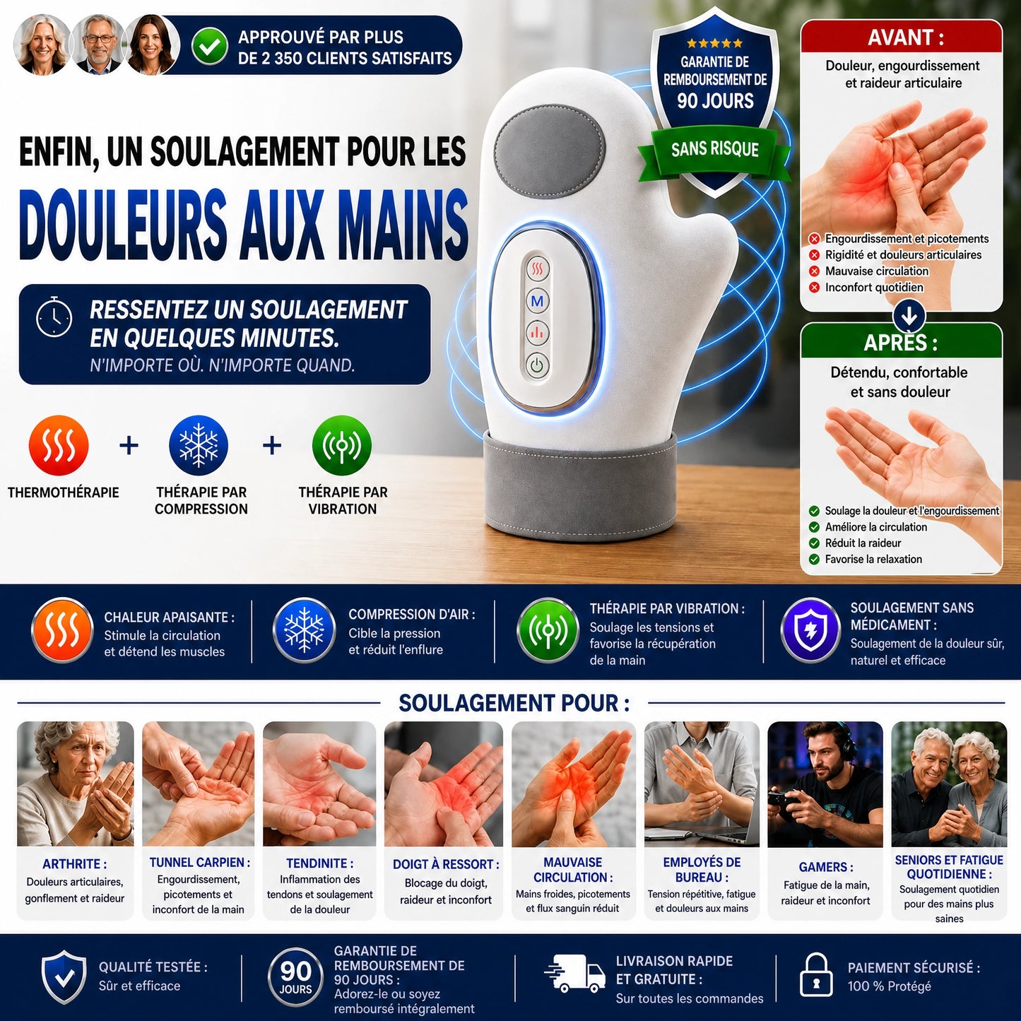3-en-1 Smart Hand Massager™ – Soulage les engourdissements, les raideurs et les douleurs des mains